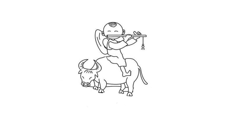 牧童骑黄牛的画法图片