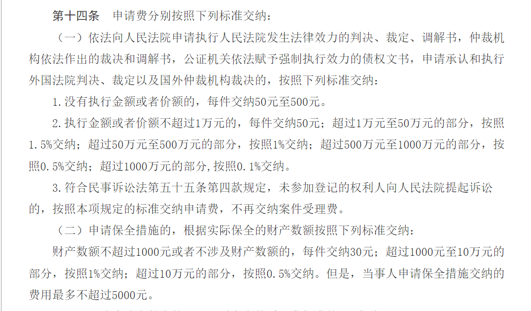 上法庭打官司要多少钱（法院案件受理费收取标准）